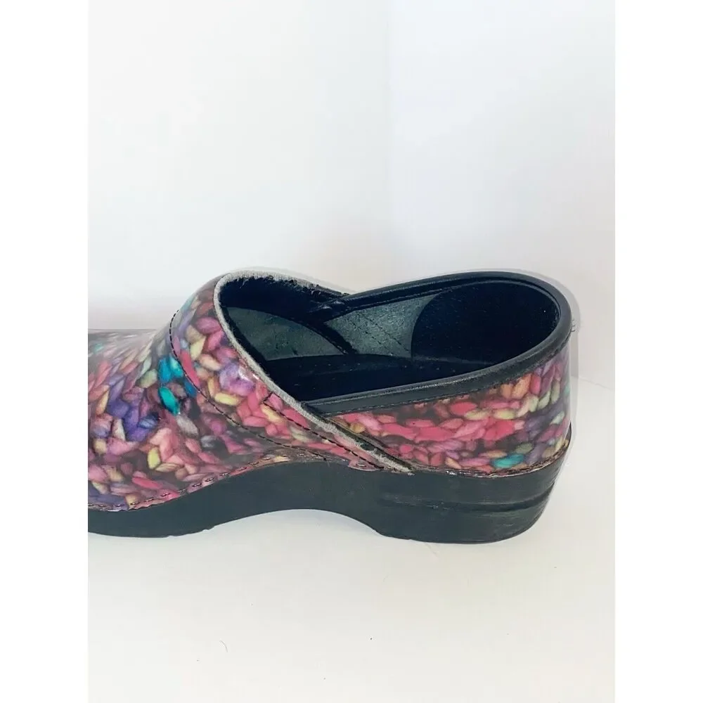 Dansko Clogs Rainbow Yarn Patent Leather Slip On Comfort Professional Shoe 38/8 - Picture 12 of 13